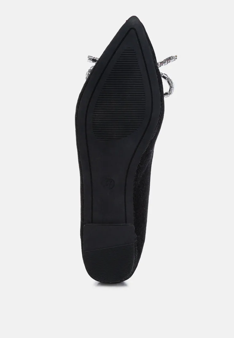 Ellerby Embellished Bow Detail Ballet Flats by London Rag
