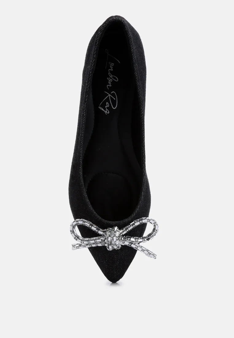 Ellerby Embellished Bow Detail Ballet Flats by London Rag