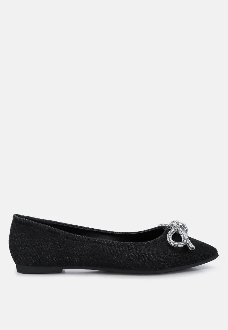 Ellerby Embellished Bow Detail Ballet Flats by London Rag