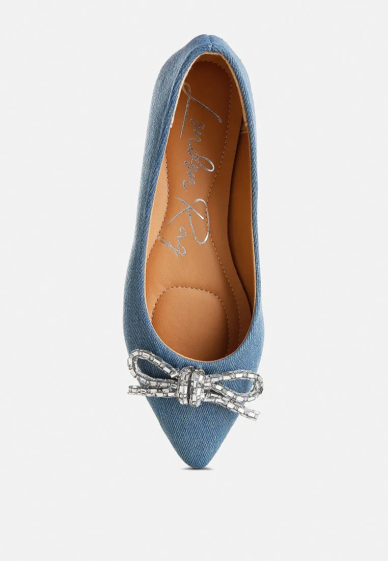Ellerby Embellished Bow Detail Ballet Flats by London Rag