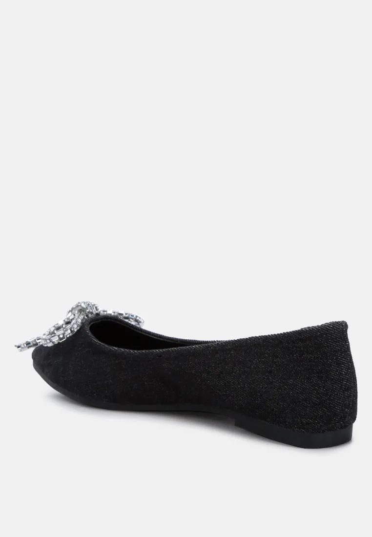 Ellerby Embellished Bow Detail Ballet Flats by London Rag
