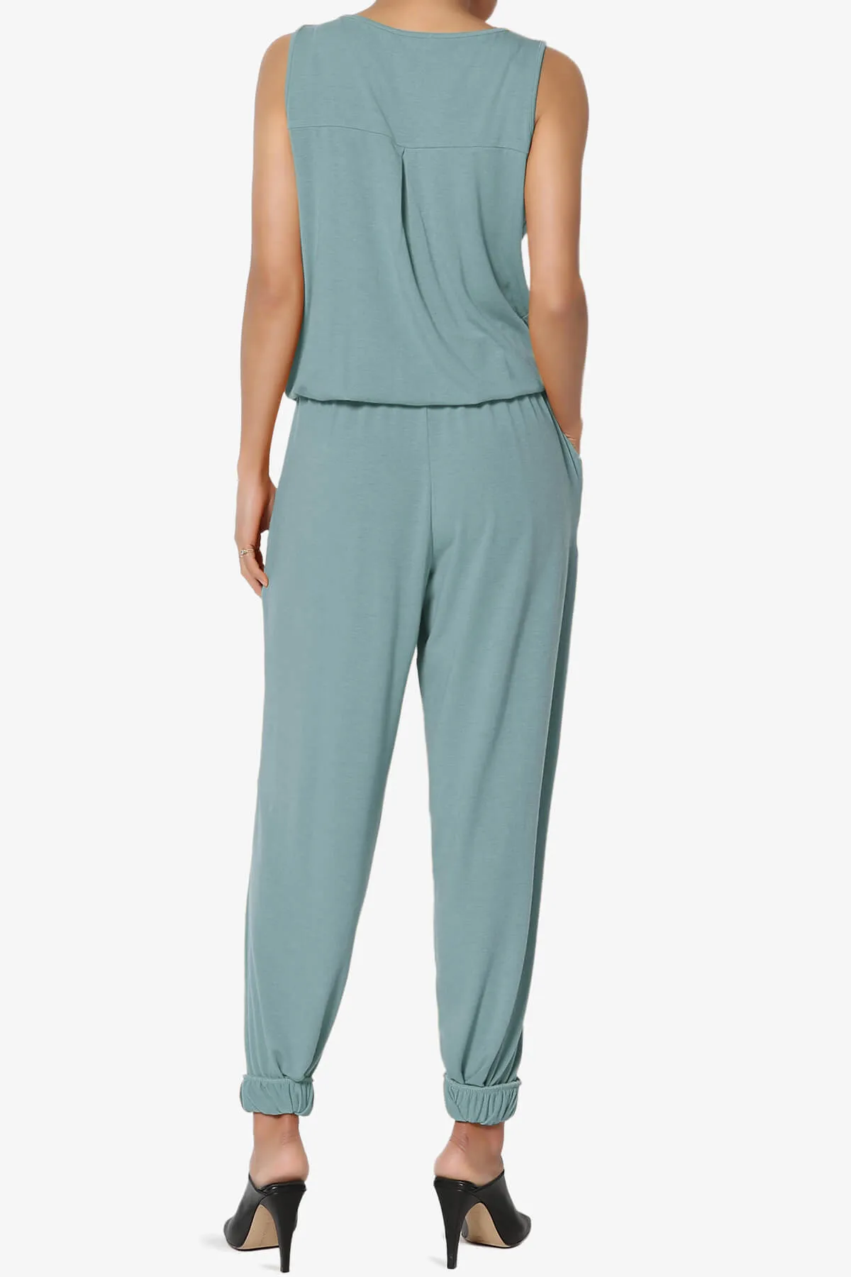 Entrada Button Scoop Neck Tank Jogger Jumpsuit