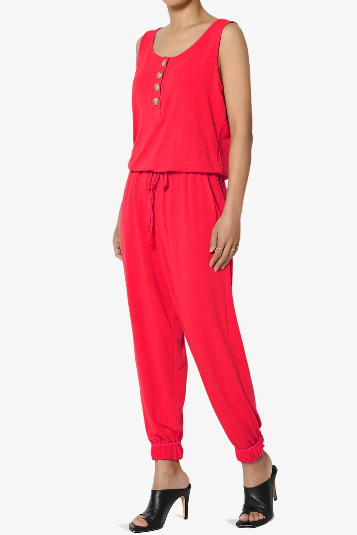 Entrada Button Scoop Neck Tank Jogger Jumpsuit
