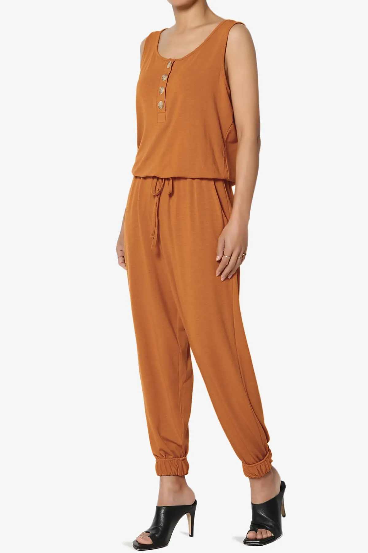 Entrada Button Scoop Neck Tank Jogger Jumpsuit