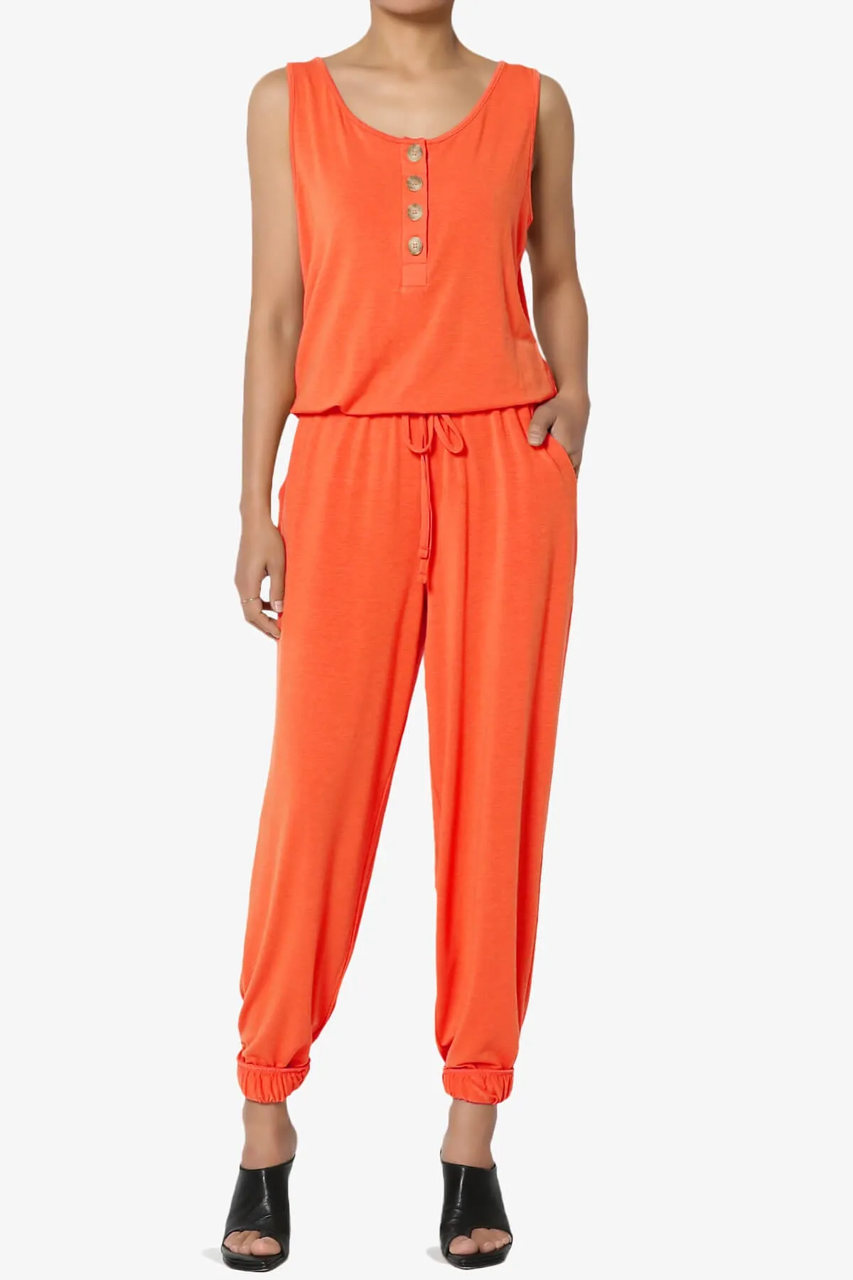 Entrada Button Scoop Neck Tank Jogger Jumpsuit