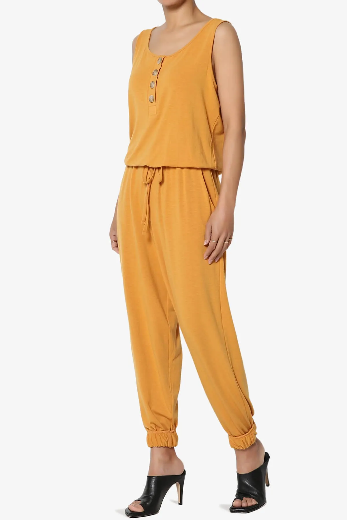 Entrada Button Scoop Neck Tank Jogger Jumpsuit