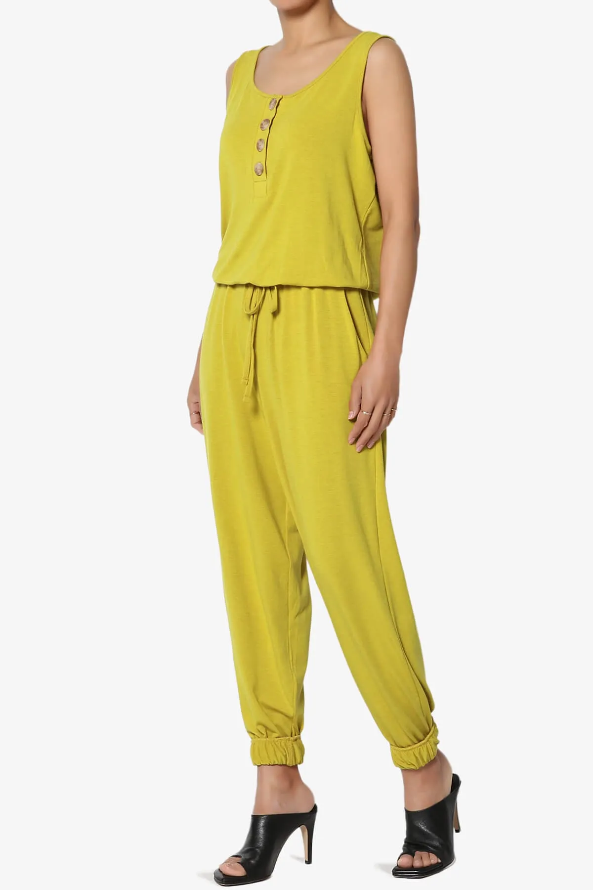 Entrada Button Scoop Neck Tank Jogger Jumpsuit