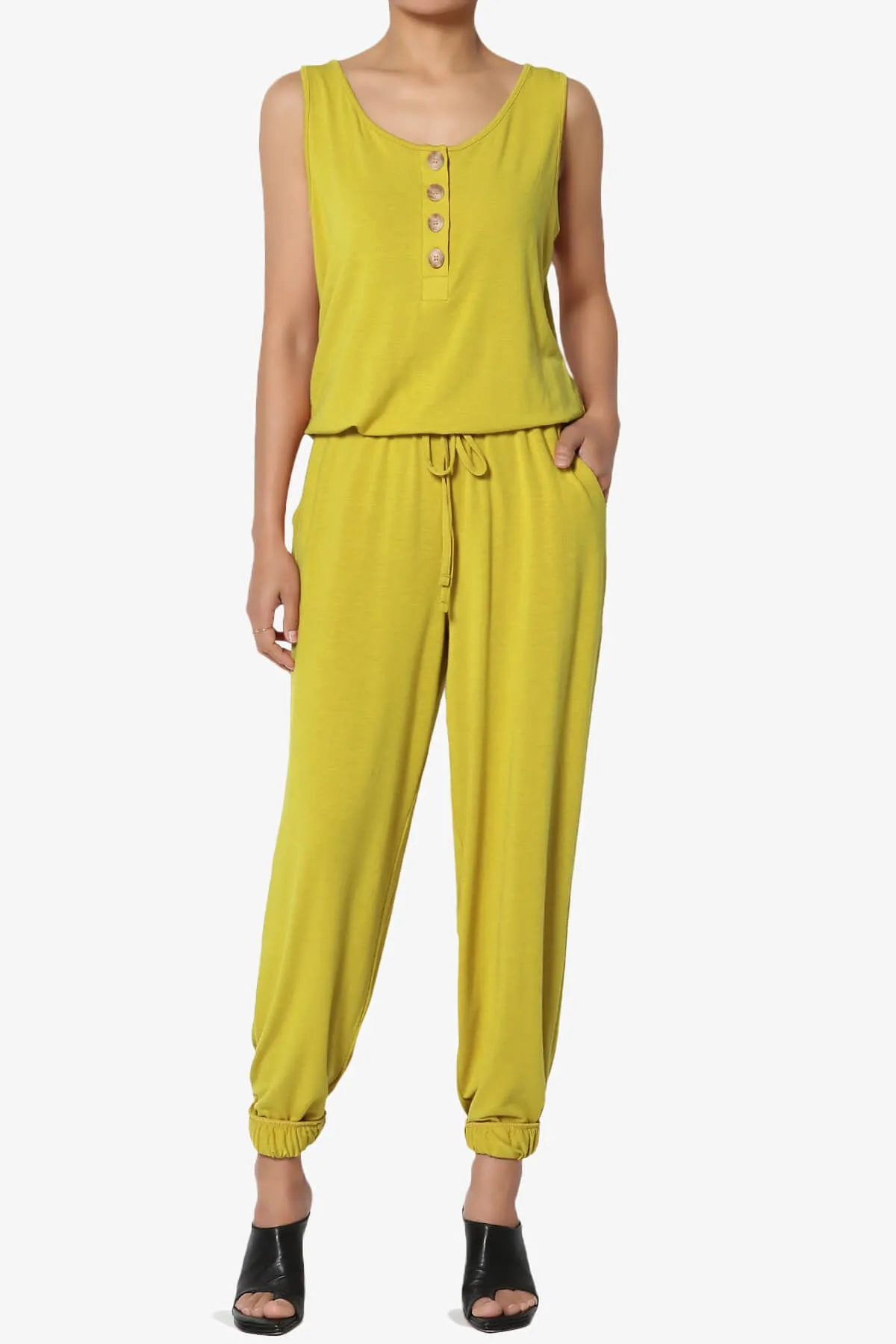 Entrada Button Scoop Neck Tank Jogger Jumpsuit