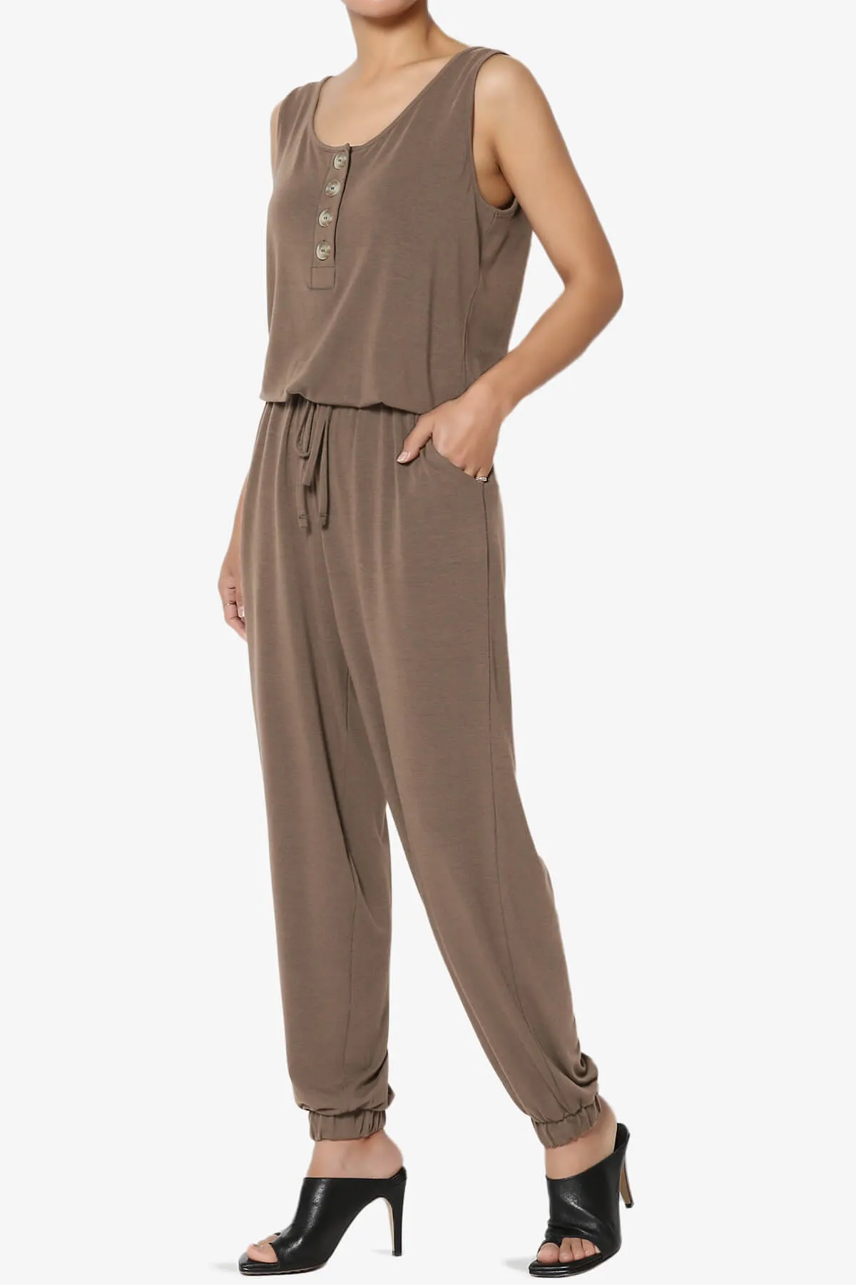 Entrada Button Scoop Neck Tank Jogger Jumpsuit