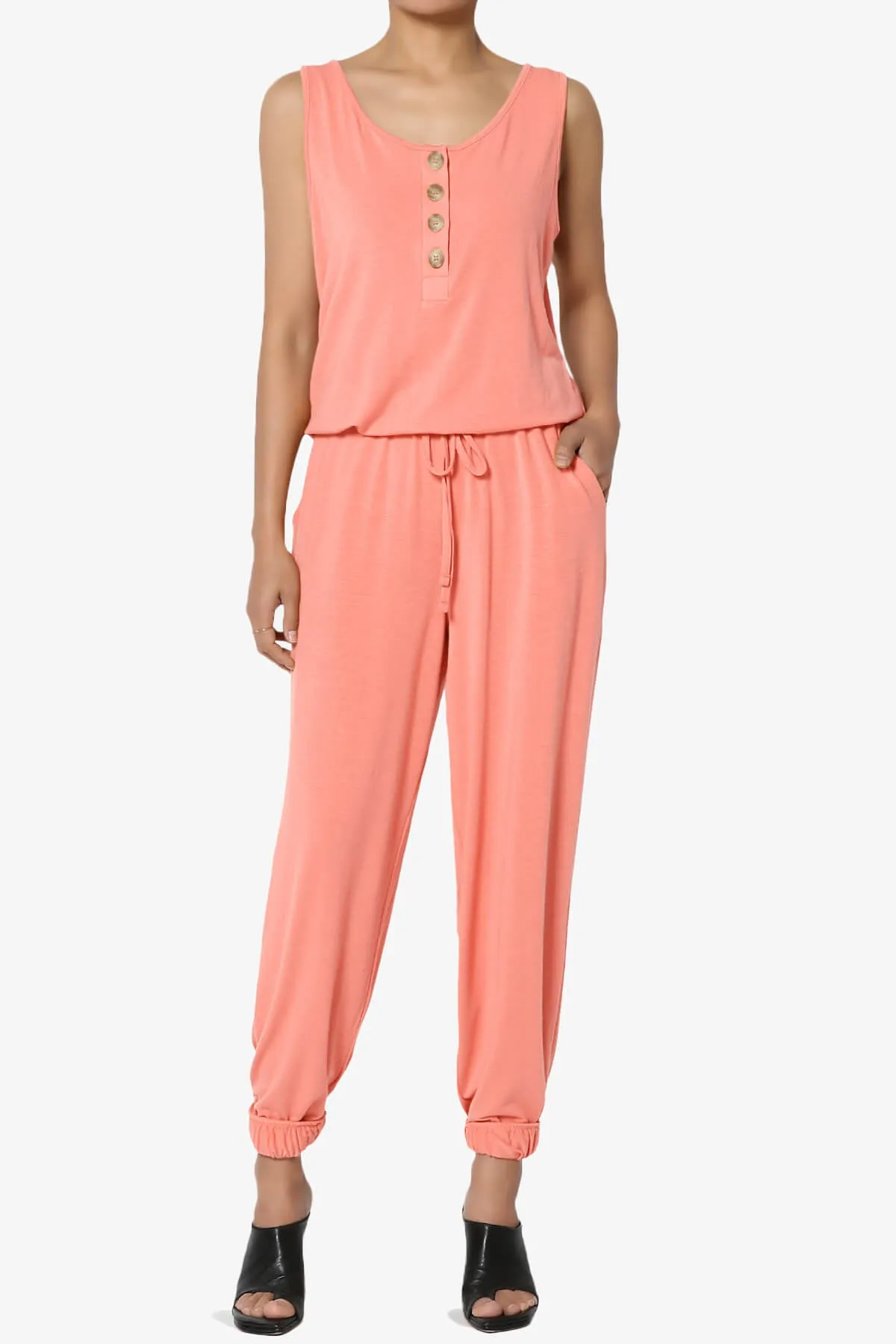 Entrada Button Scoop Neck Tank Jogger Jumpsuit