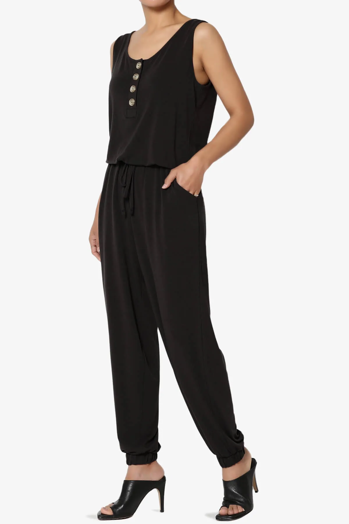 Entrada Button Scoop Neck Tank Jogger Jumpsuit