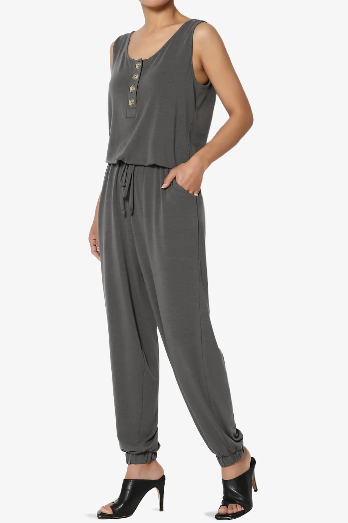 Entrada Button Scoop Neck Tank Jogger Jumpsuit