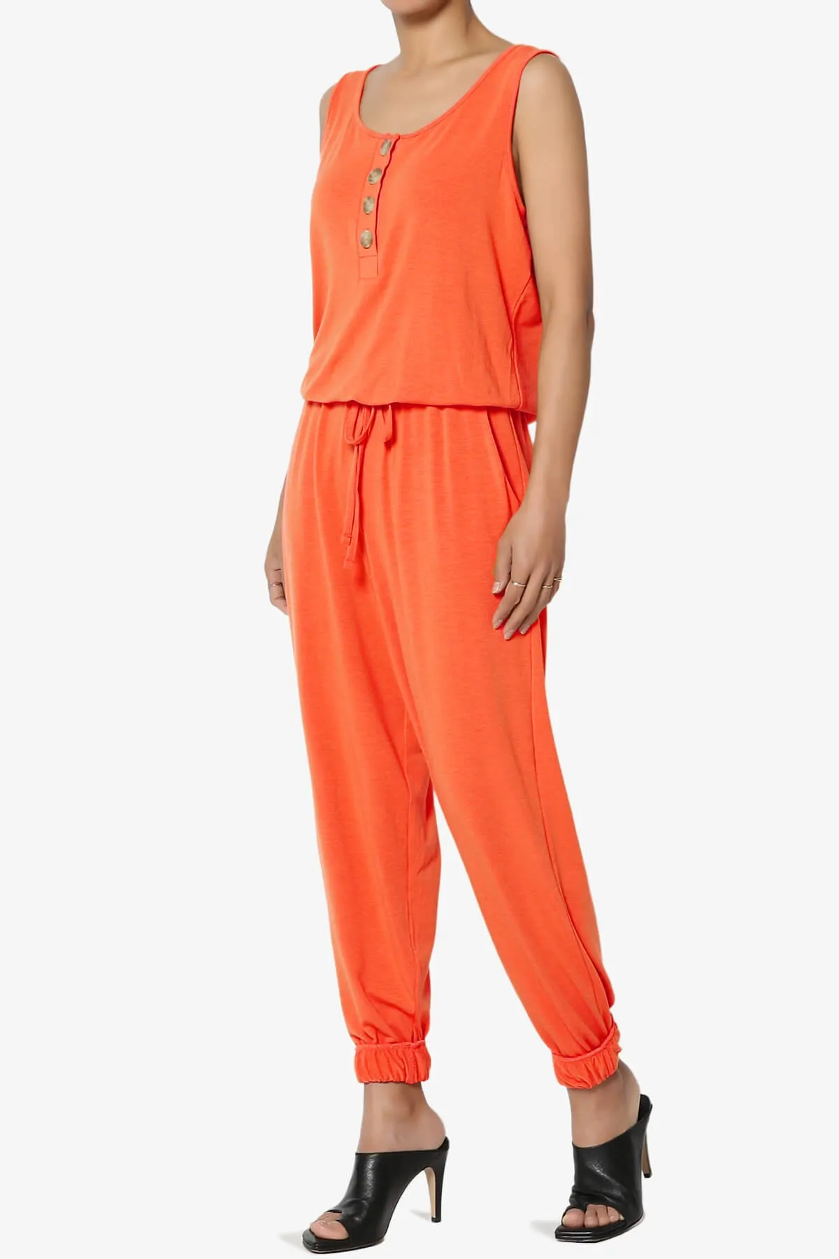 Entrada Button Scoop Neck Tank Jogger Jumpsuit