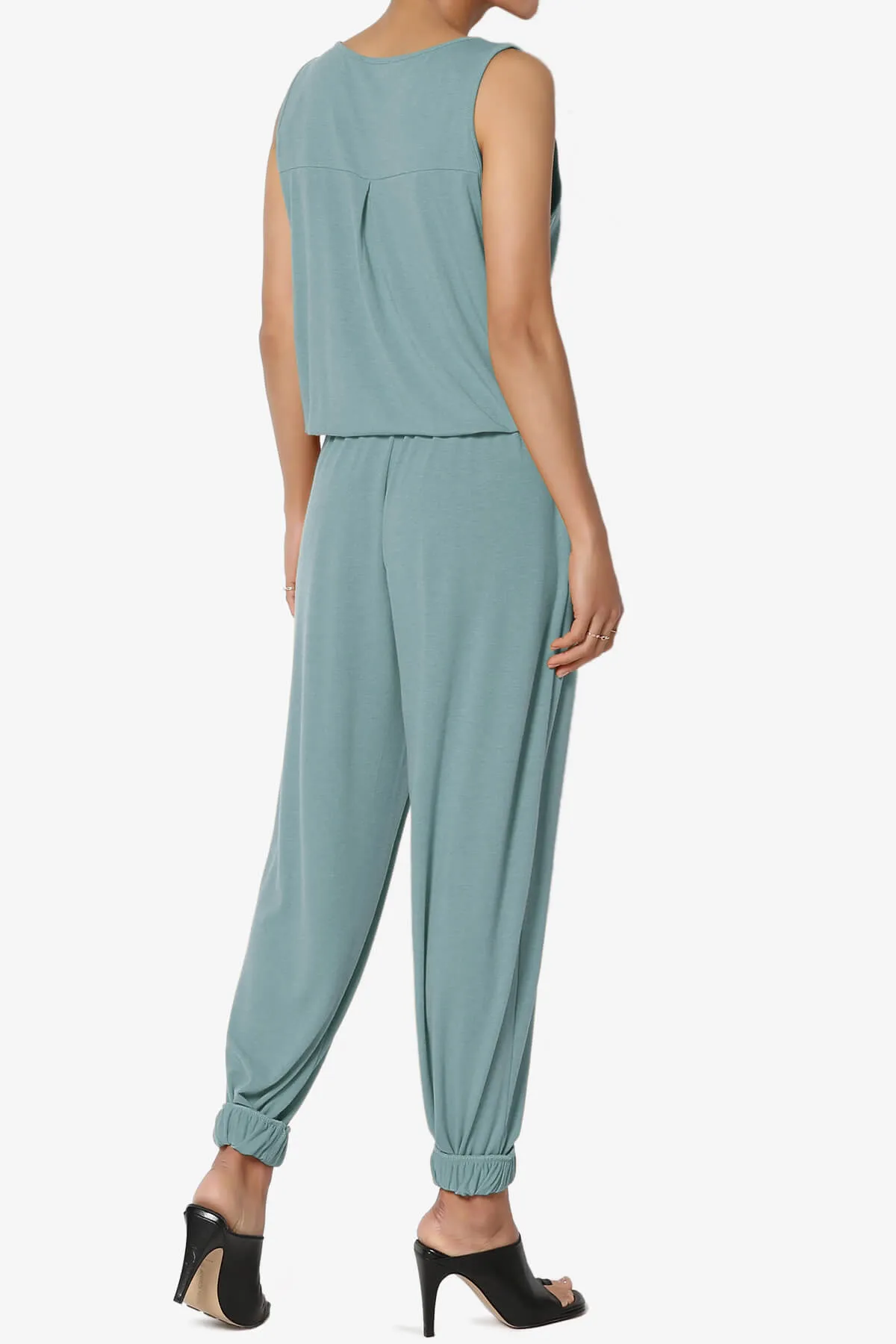 Entrada Button Scoop Neck Tank Jogger Jumpsuit