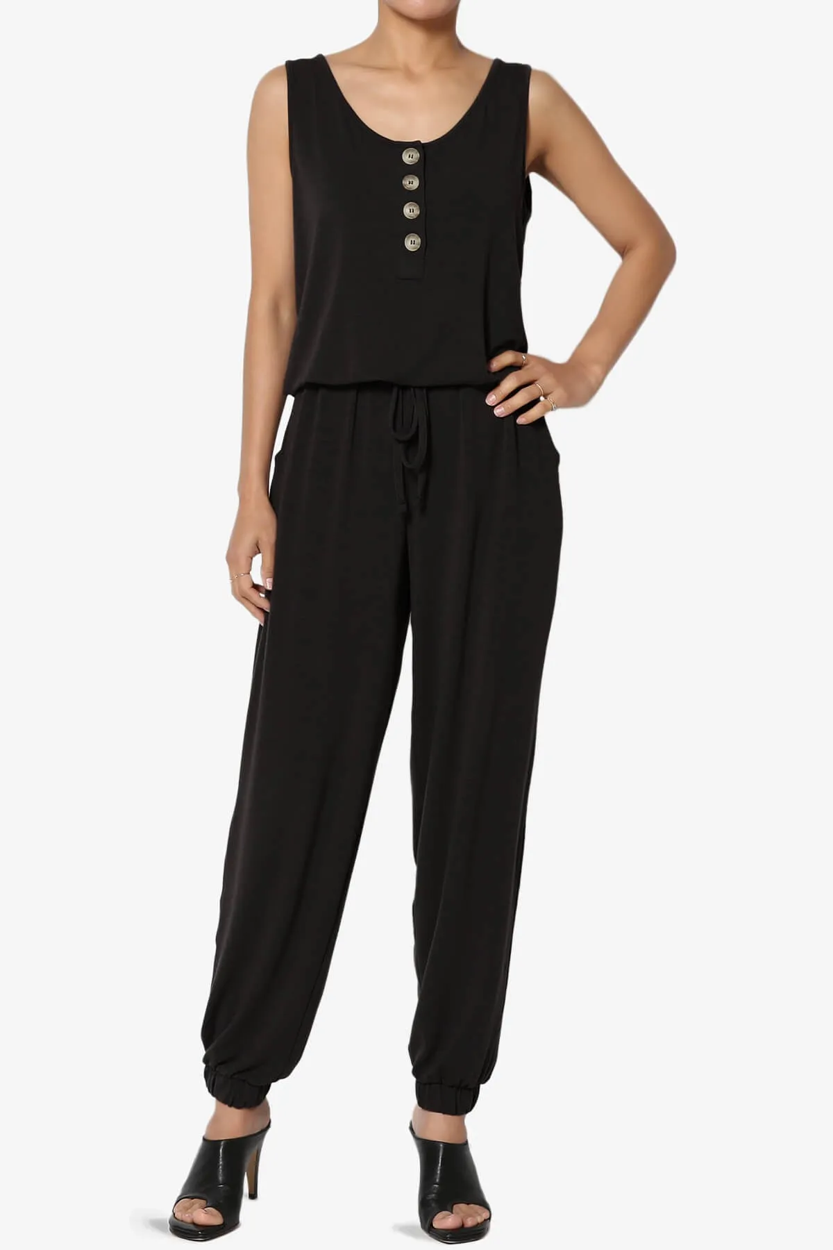 Entrada Button Scoop Neck Tank Jogger Jumpsuit