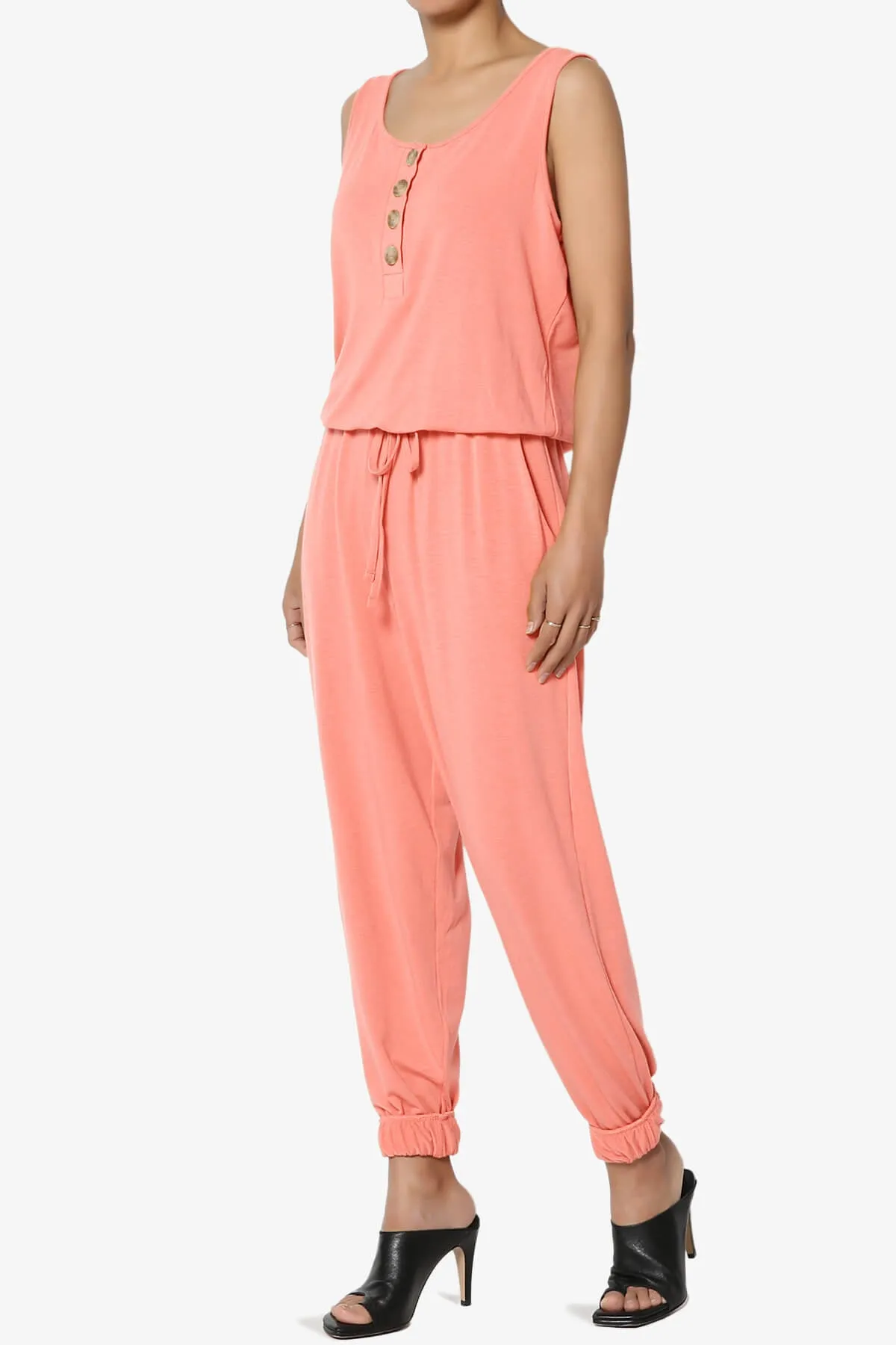 Entrada Button Scoop Neck Tank Jogger Jumpsuit