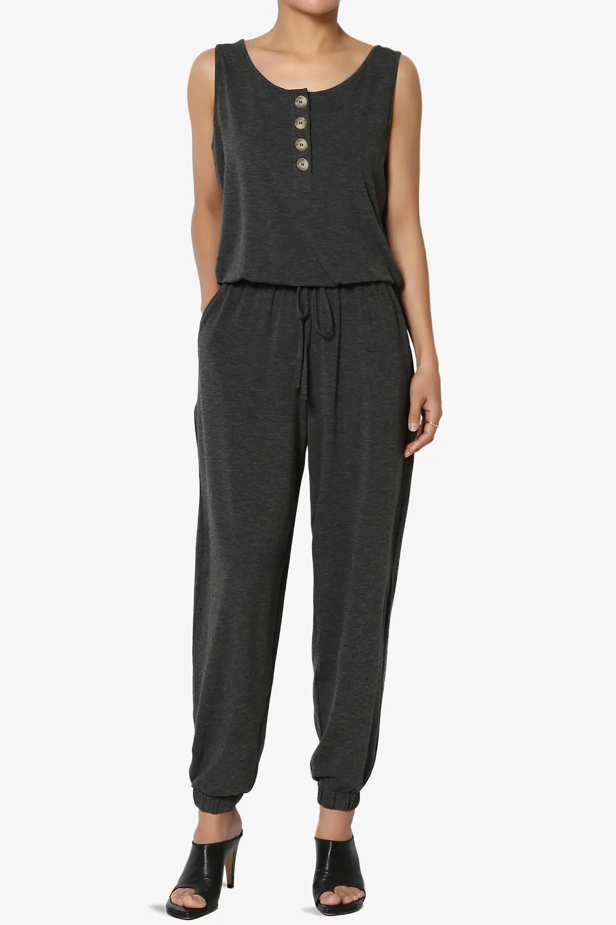 Entrada Button Scoop Neck Tank Jogger Jumpsuit