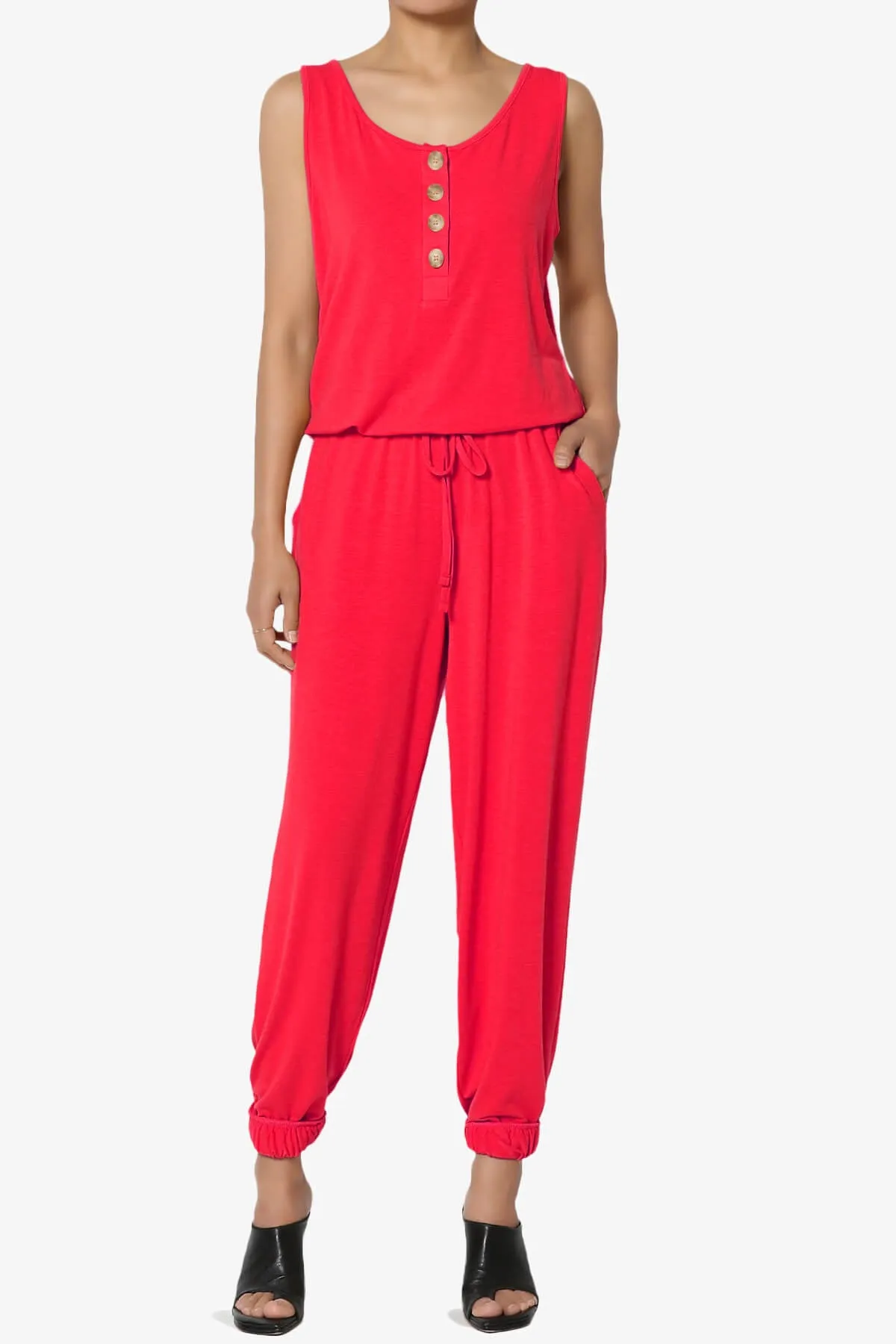 Entrada Button Scoop Neck Tank Jogger Jumpsuit