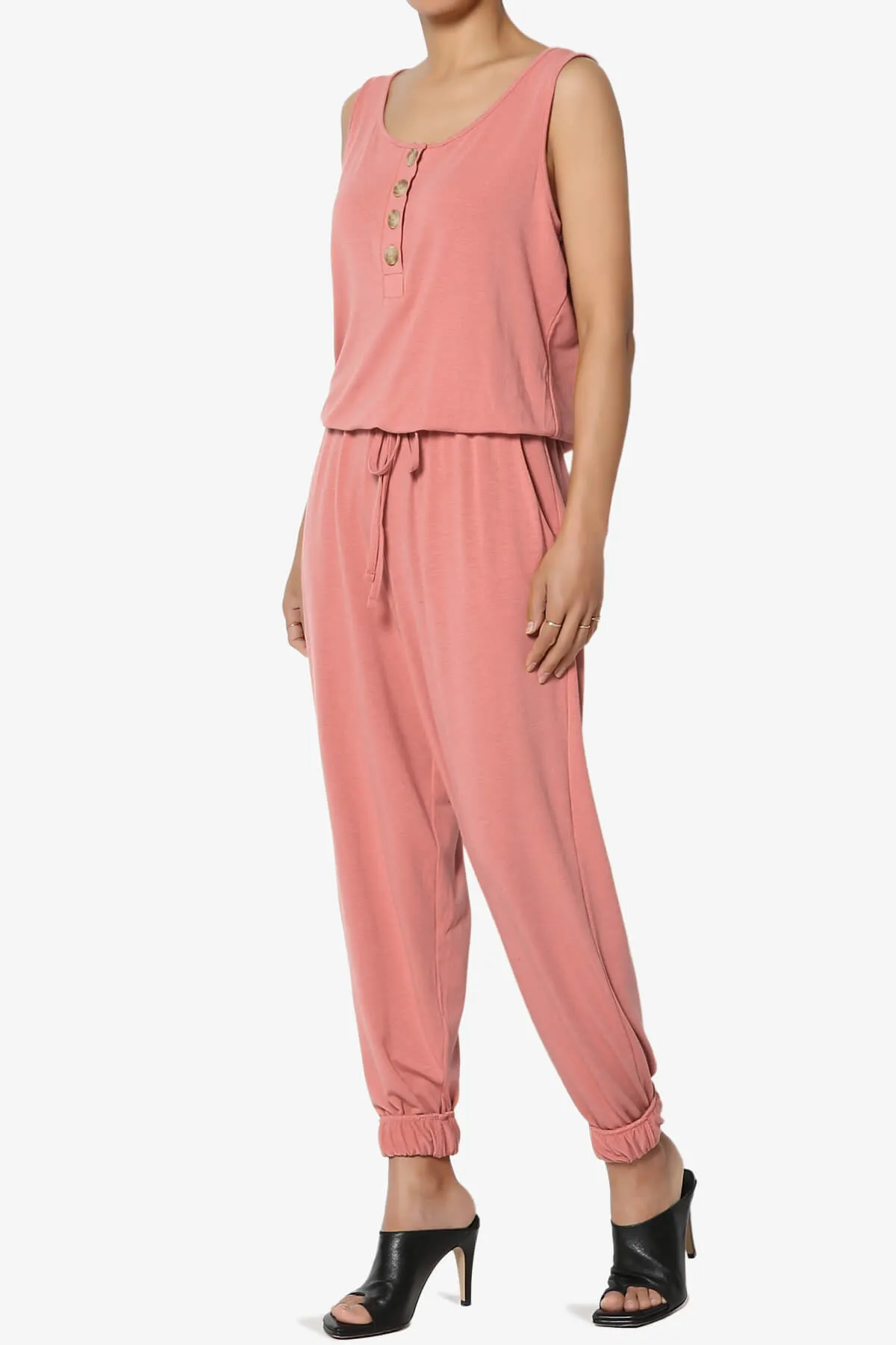 Entrada Button Scoop Neck Tank Jogger Jumpsuit
