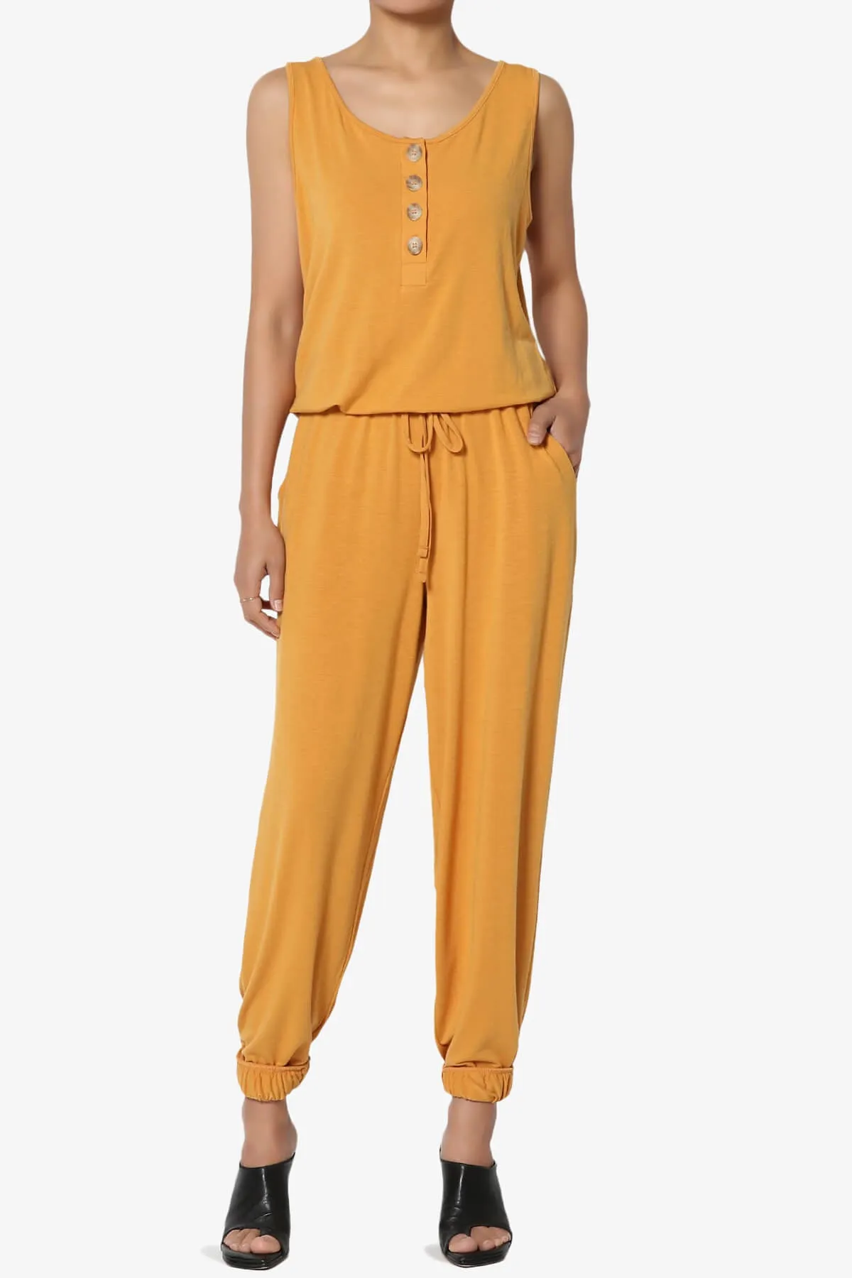 Entrada Button Scoop Neck Tank Jogger Jumpsuit