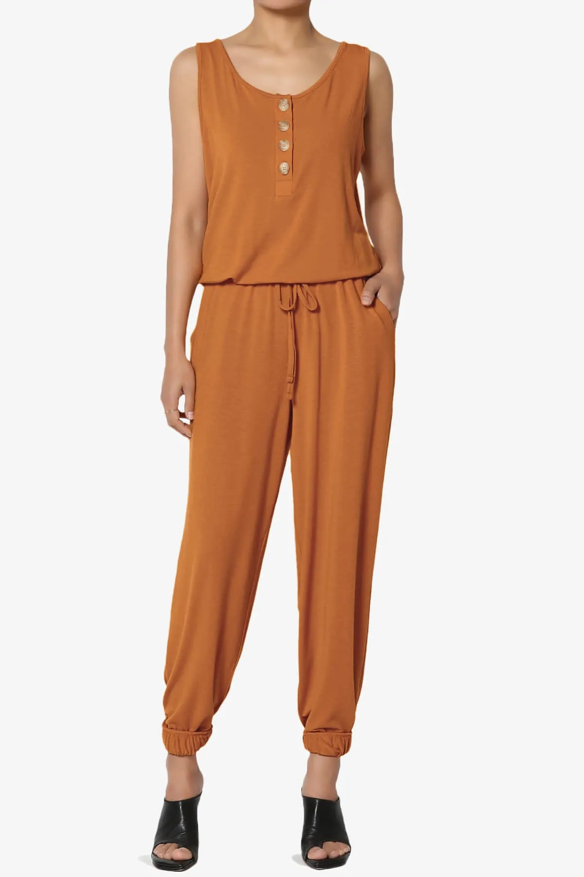 Entrada Button Scoop Neck Tank Jogger Jumpsuit