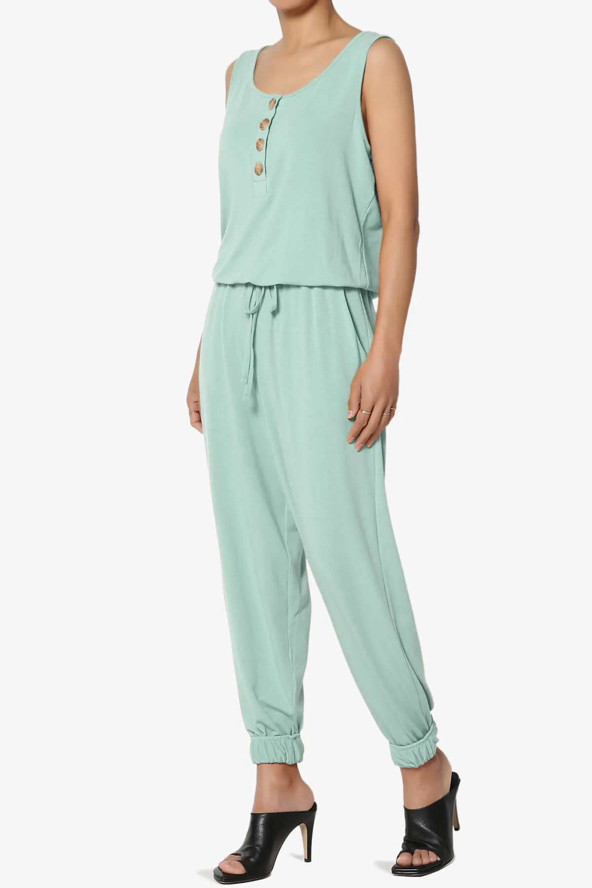 Entrada Button Scoop Neck Tank Jogger Jumpsuit