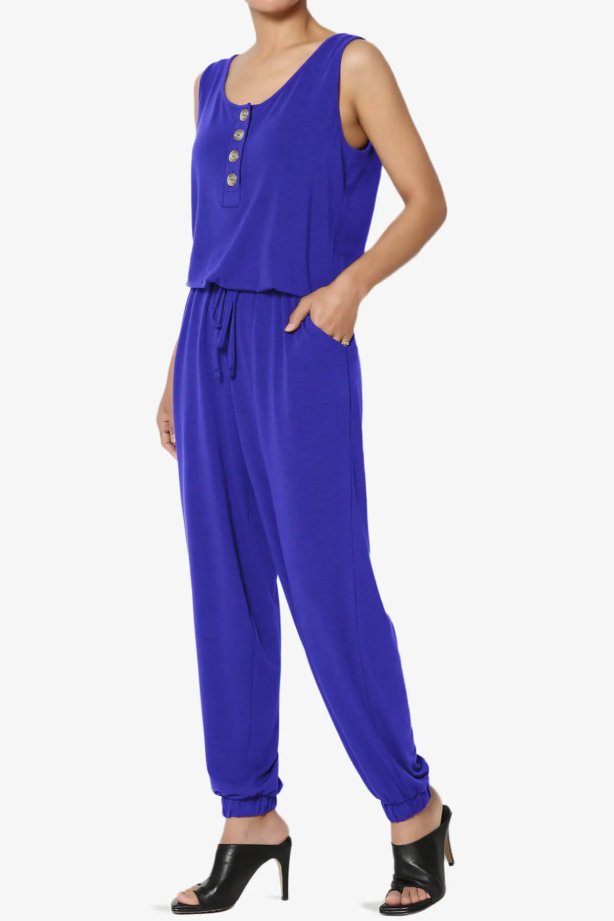 Entrada Button Scoop Neck Tank Jogger Jumpsuit