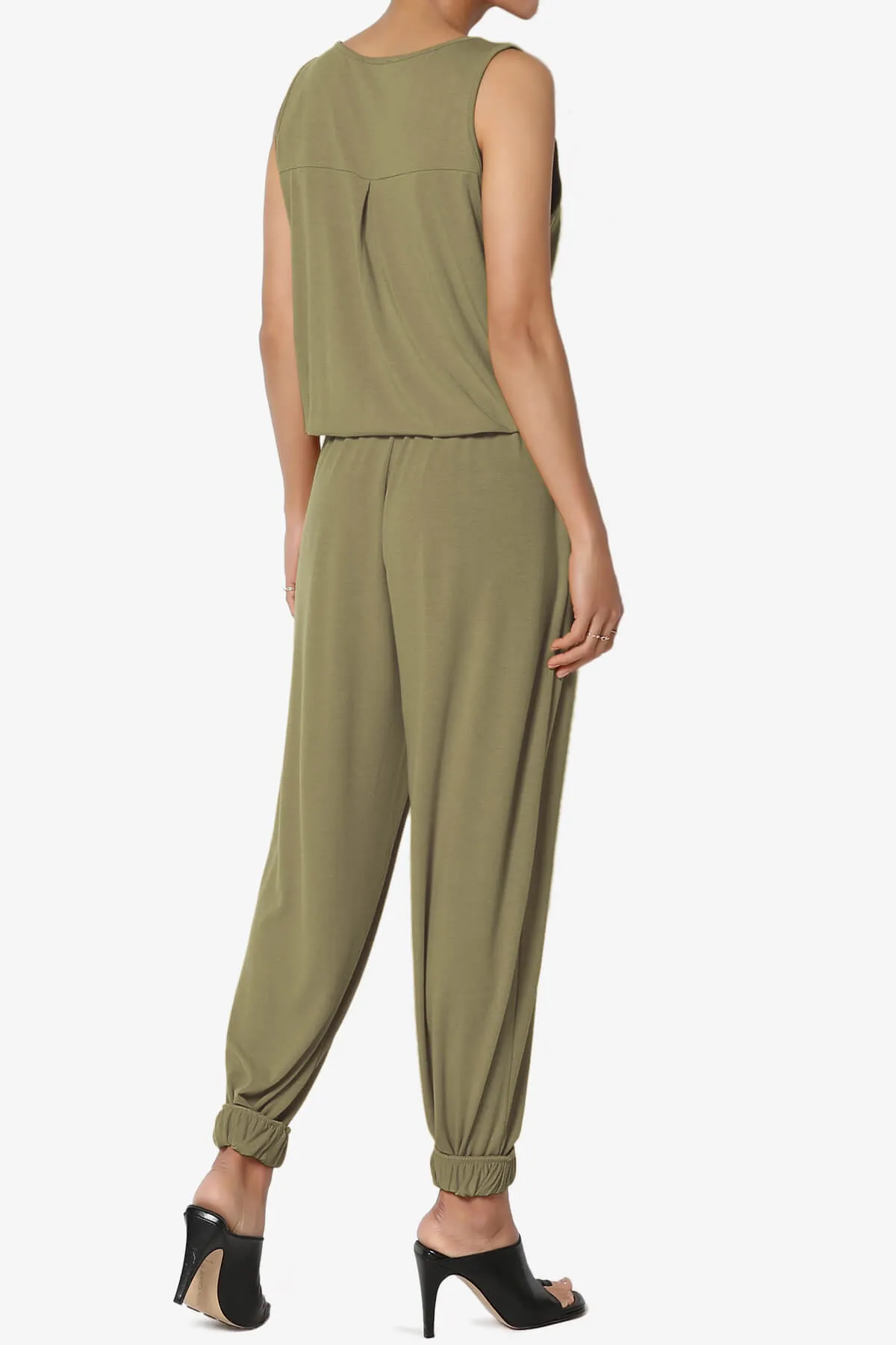 Entrada Button Scoop Neck Tank Jogger Jumpsuit
