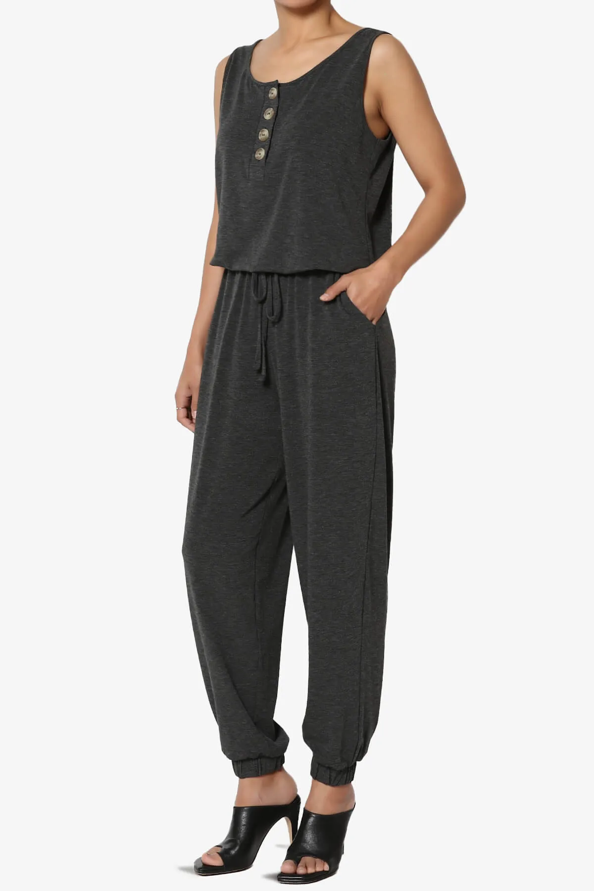 Entrada Button Scoop Neck Tank Jogger Jumpsuit