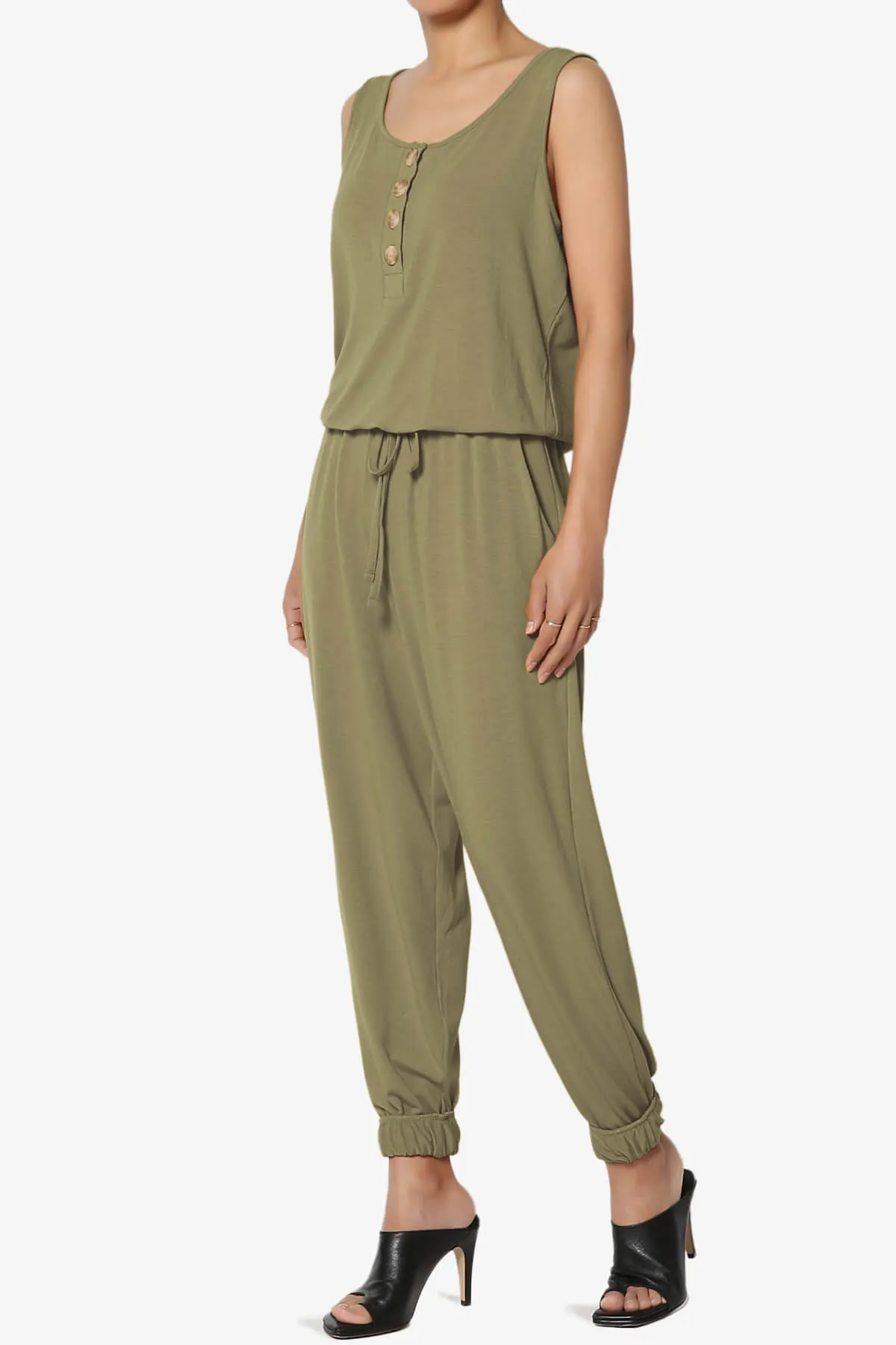 Entrada Button Scoop Neck Tank Jogger Jumpsuit