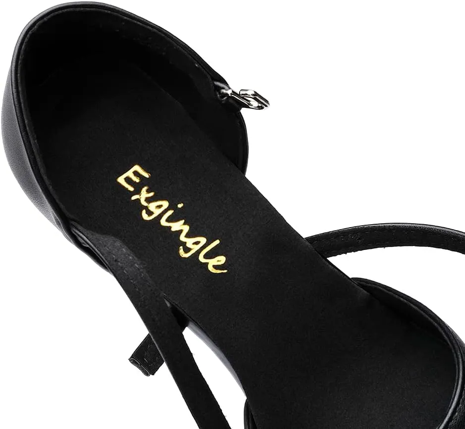 Exgingle Black Dance Heels for Women Jazz Dancing Shoes for Girls Contemporary Shoes