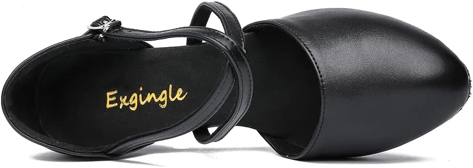 Exgingle Black Dance Heels for Women Jazz Dancing Shoes for Girls Contemporary Shoes