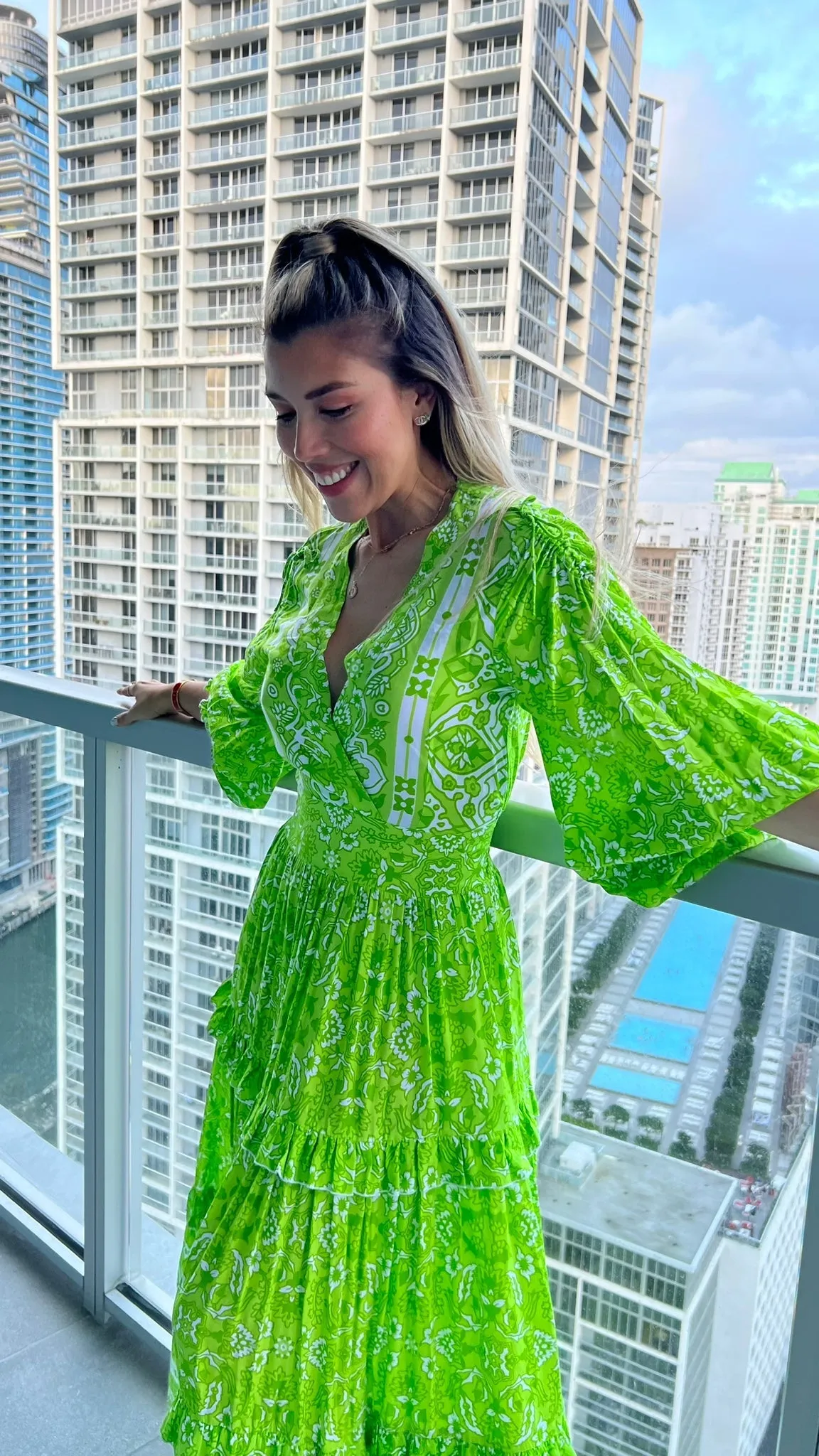Feather and Find Intuitive Dress - Green Flame