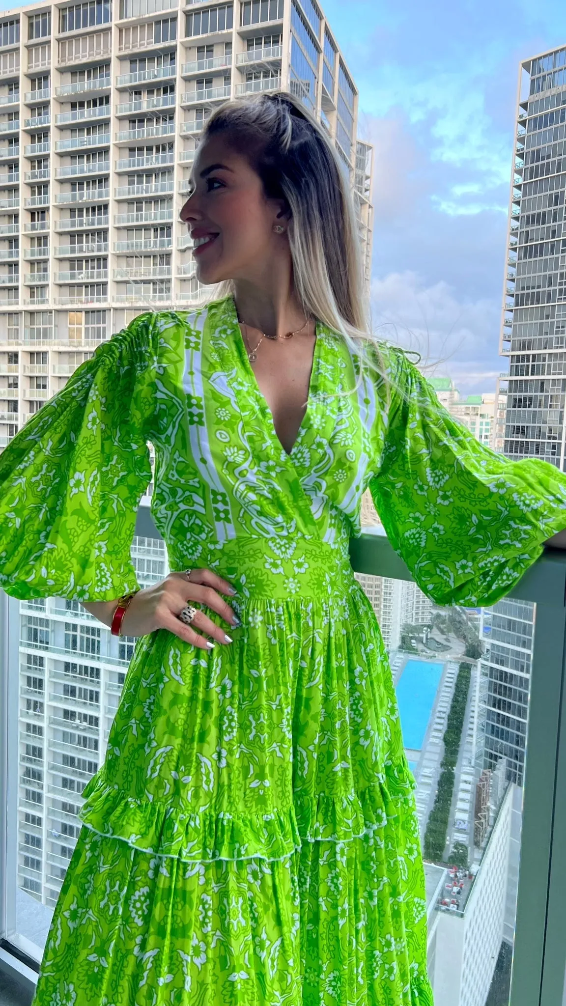 Feather and Find Intuitive Dress - Green Flame