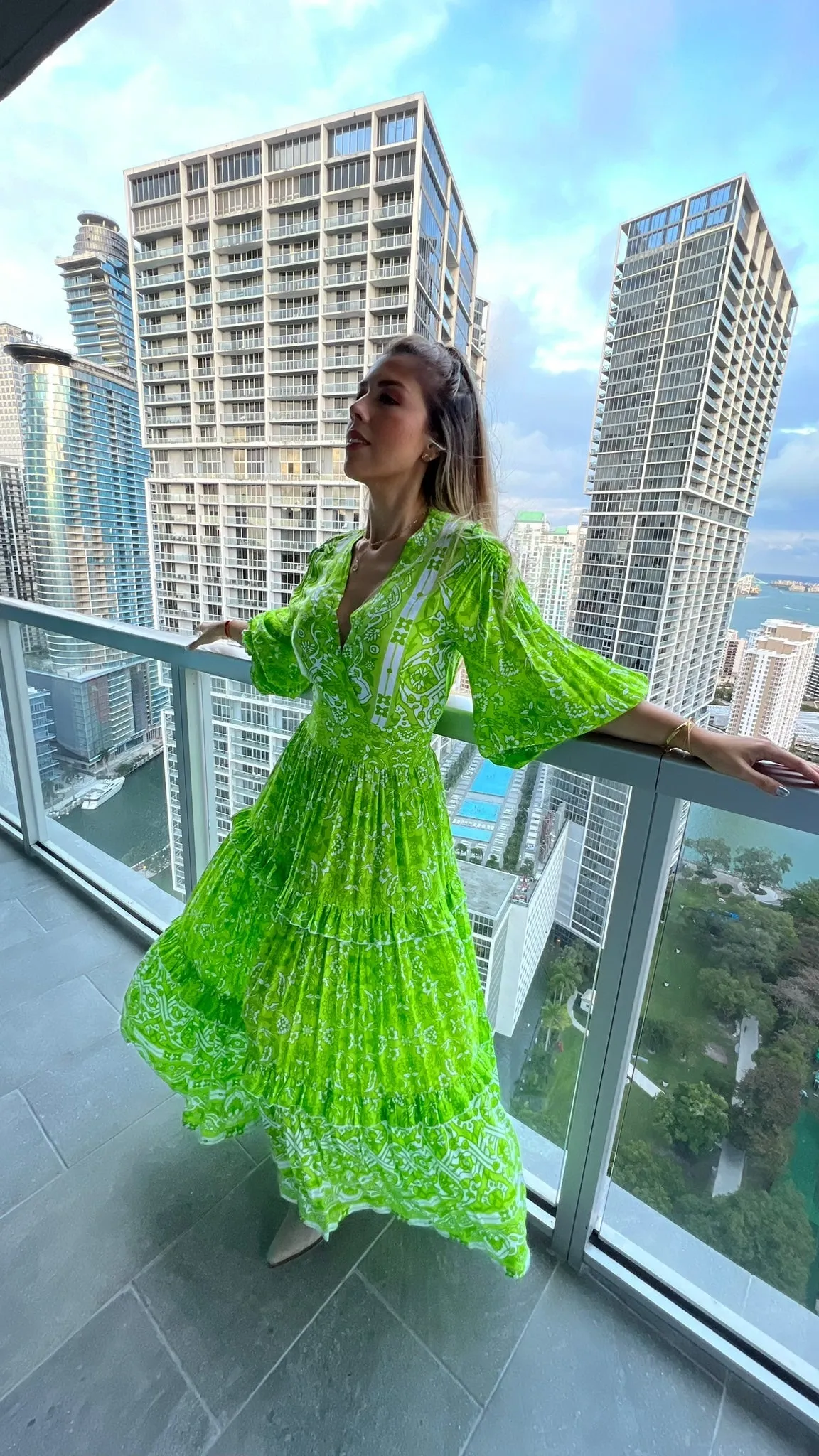 Feather and Find Intuitive Dress - Green Flame