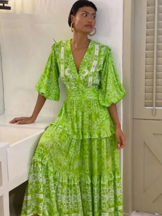 Feather and Find Intuitive Dress - Green Flame