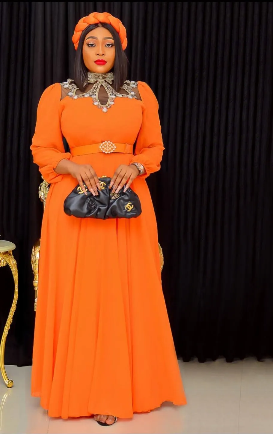 FINAL SALE! Upscale Diva- Pearl Embellished Maxi Dress (CLEARANCE OUTLET! Final Sale/No Return/No Exchange!)