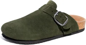 FITORY Mens Suede Clogs with Arch SupportLeather Cork Footed Mules Size 7-14