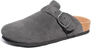 FITORY Mens Suede Clogs with Arch SupportLeather Cork Footed Mules Size 7-14