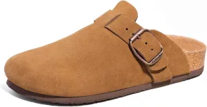 FITORY Mens Suede Clogs with Arch SupportLeather Cork Footed Mules Size 7-14