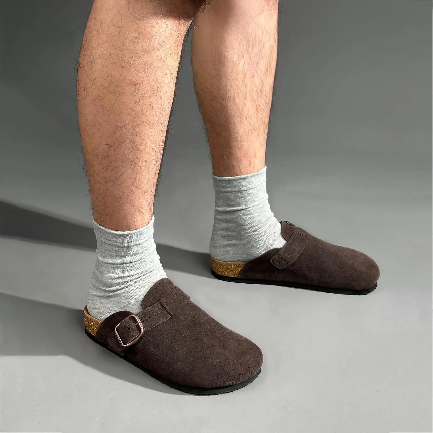 FITORY Mens Suede Clogs with Arch SupportLeather Cork Footed Mules Size 7-14
