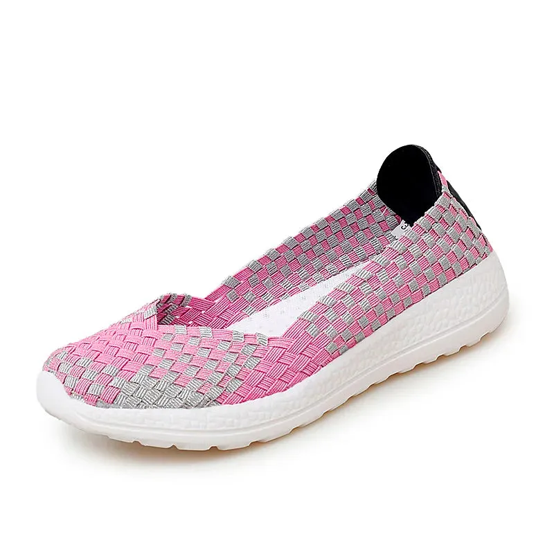 Flats Women Casual Shoes Breathable Handmade Woven Sneakers Female Loafers Comfortable Walking Shoes