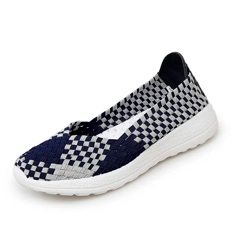 Flats Women Casual Shoes Breathable Handmade Woven Sneakers Female Loafers Comfortable Walking Shoes