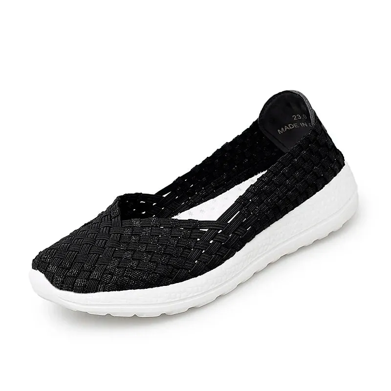 Flats Women Casual Shoes Breathable Handmade Woven Sneakers Female Loafers Comfortable Walking Shoes