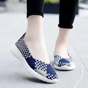 Flats Women Casual Shoes Breathable Handmade Woven Sneakers Female Loafers Comfortable Walking Shoes