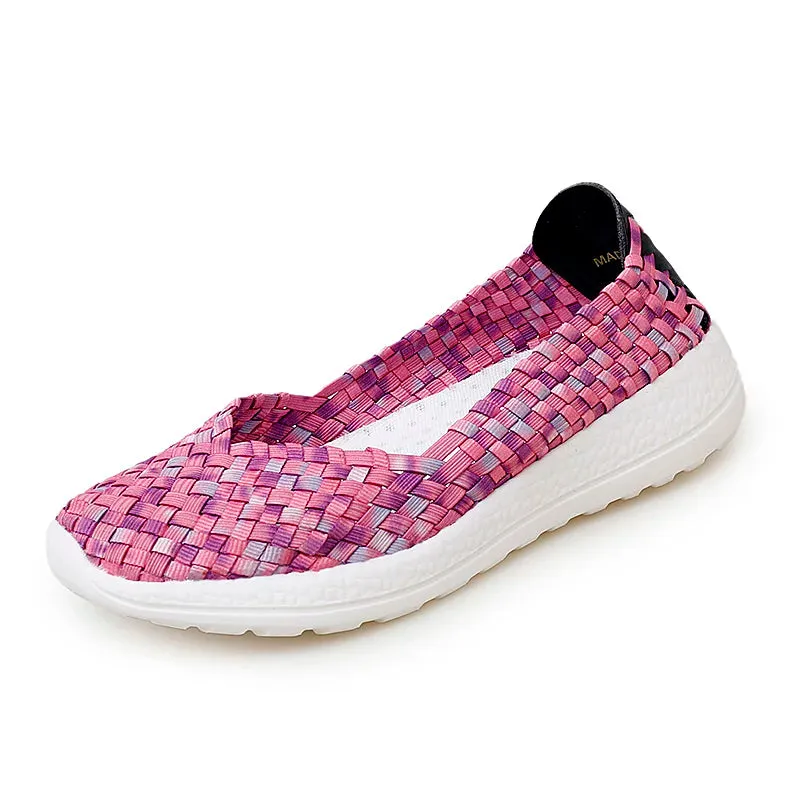 Flats Women Casual Shoes Breathable Handmade Woven Sneakers Female Loafers Comfortable Walking Shoes