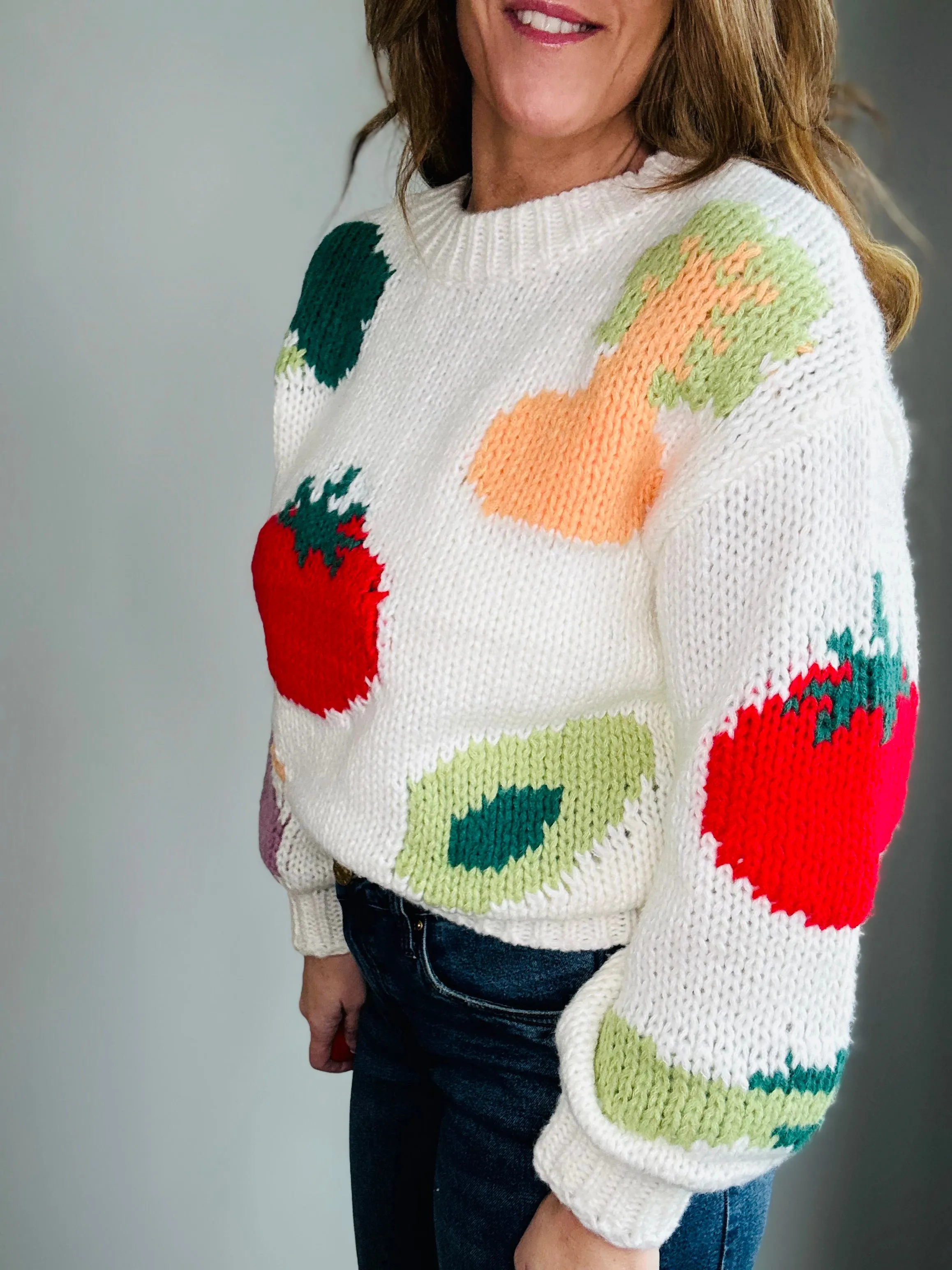 Fresh & Fun Veggie Print Sweater