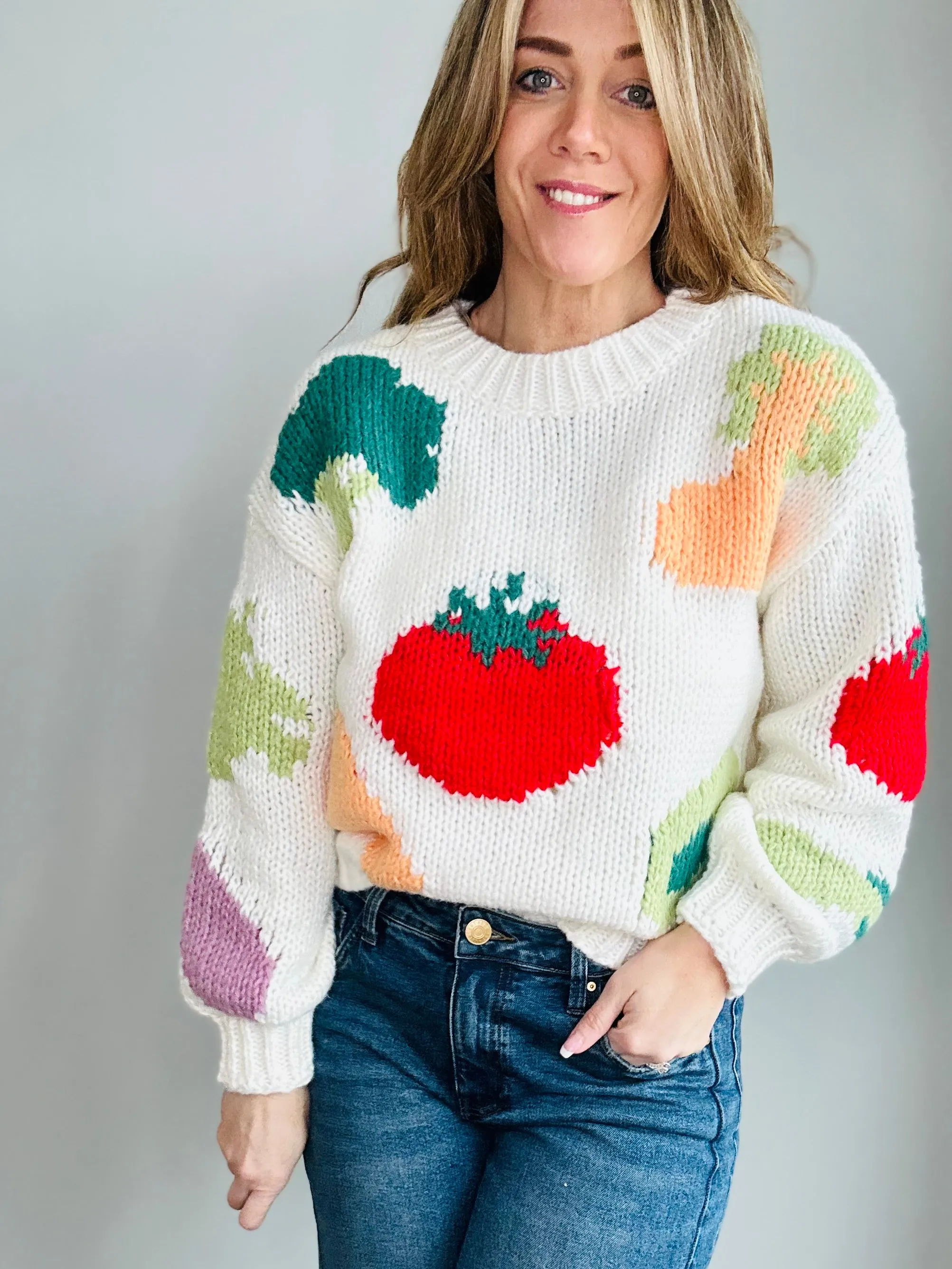 Fresh & Fun Veggie Print Sweater
