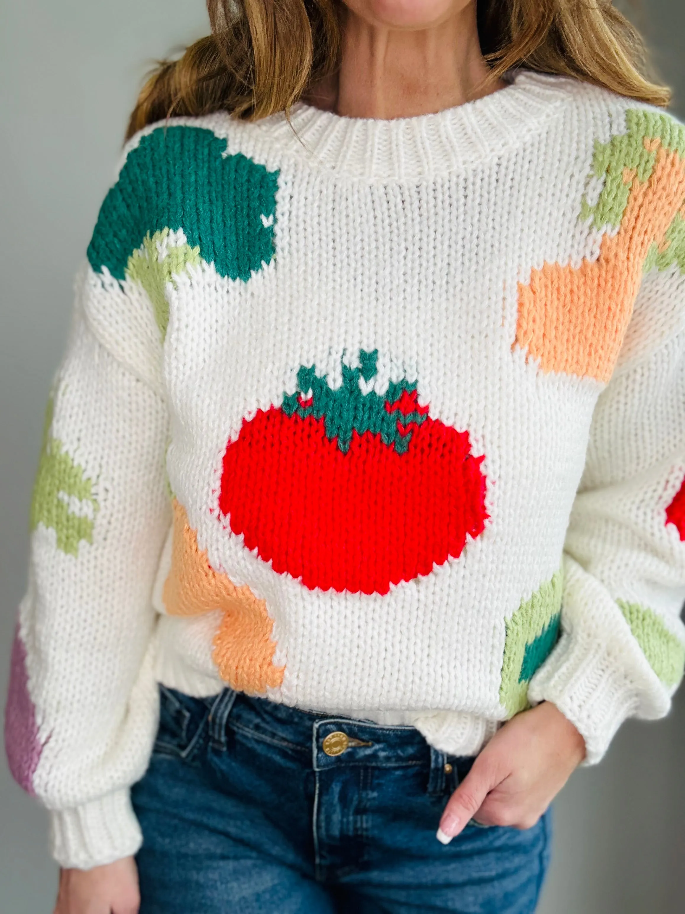 Fresh & Fun Veggie Print Sweater