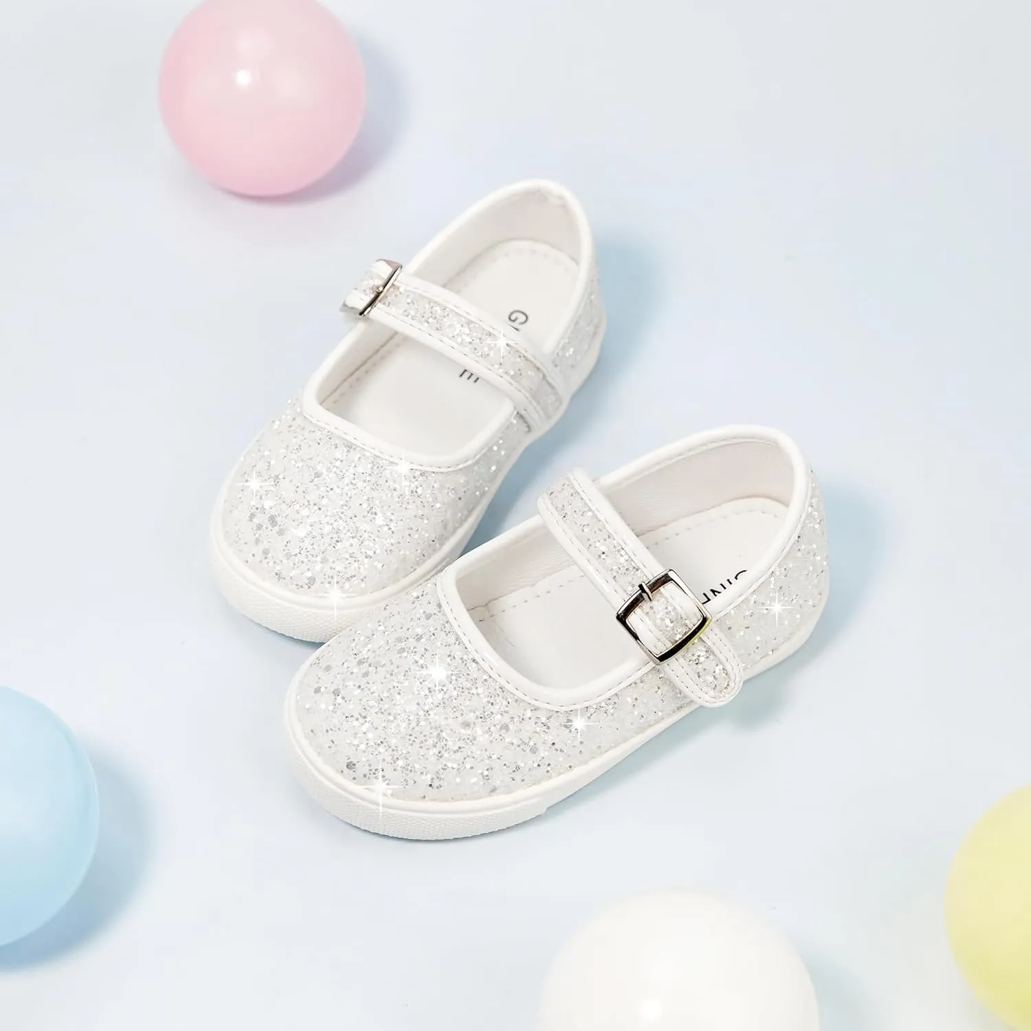 GINFIVE Toddler Girls Sneakers Little Girls Slip On Shoes Glitter Sneakers Toddler